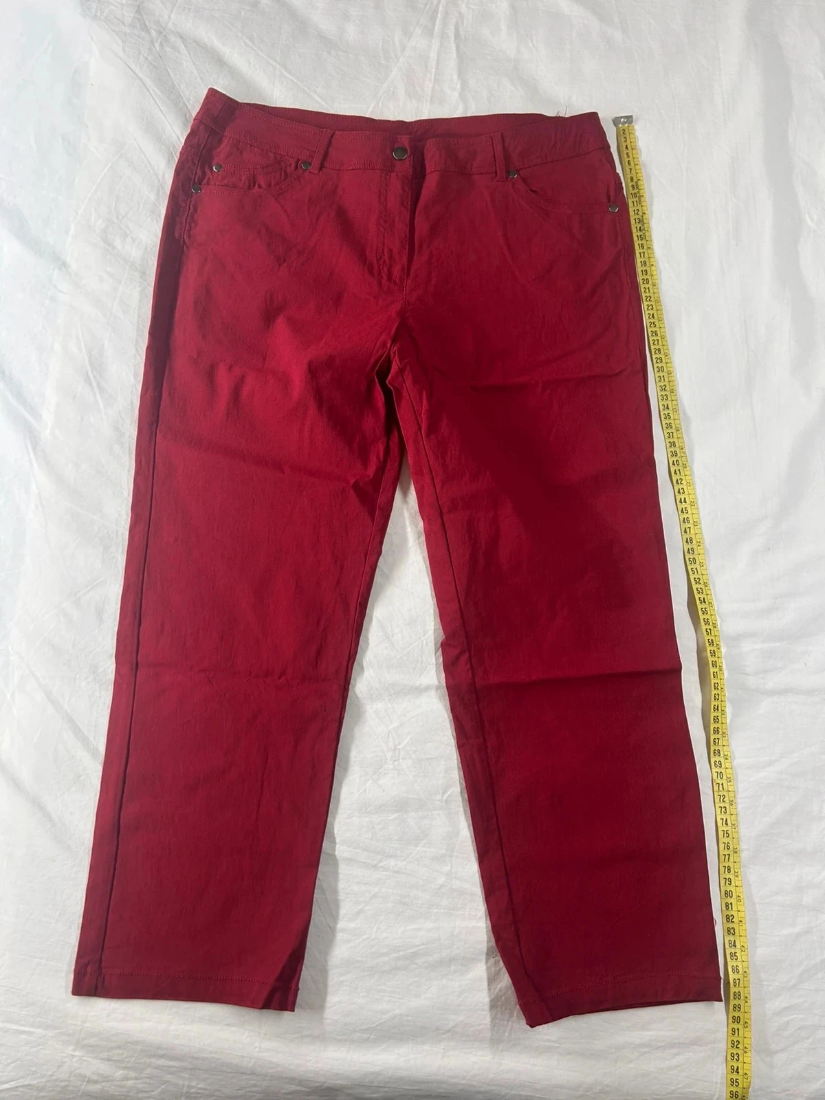 Pantalon droit rouge bordeaux vintage taille 46 en viscose